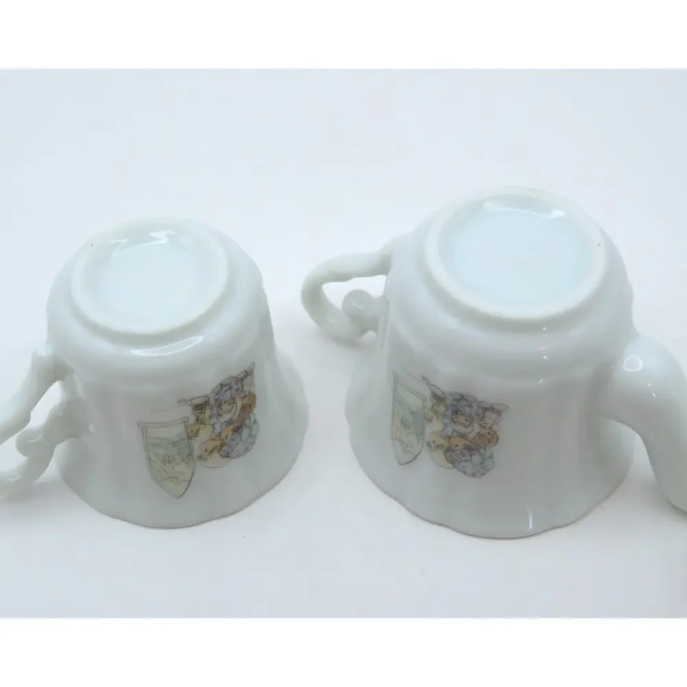 Vintage 1989 Precious Moments Miniature Tea Set Enesco Teapot Cup Saucer Stand
